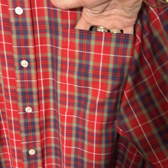 Burberry London Men's Red Plaid Long Sleeve Button Down Shirt Size XL - Picture 4 of 9